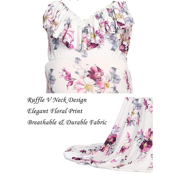 Floral Maternity Fitted Gown - Picture 4 of 4